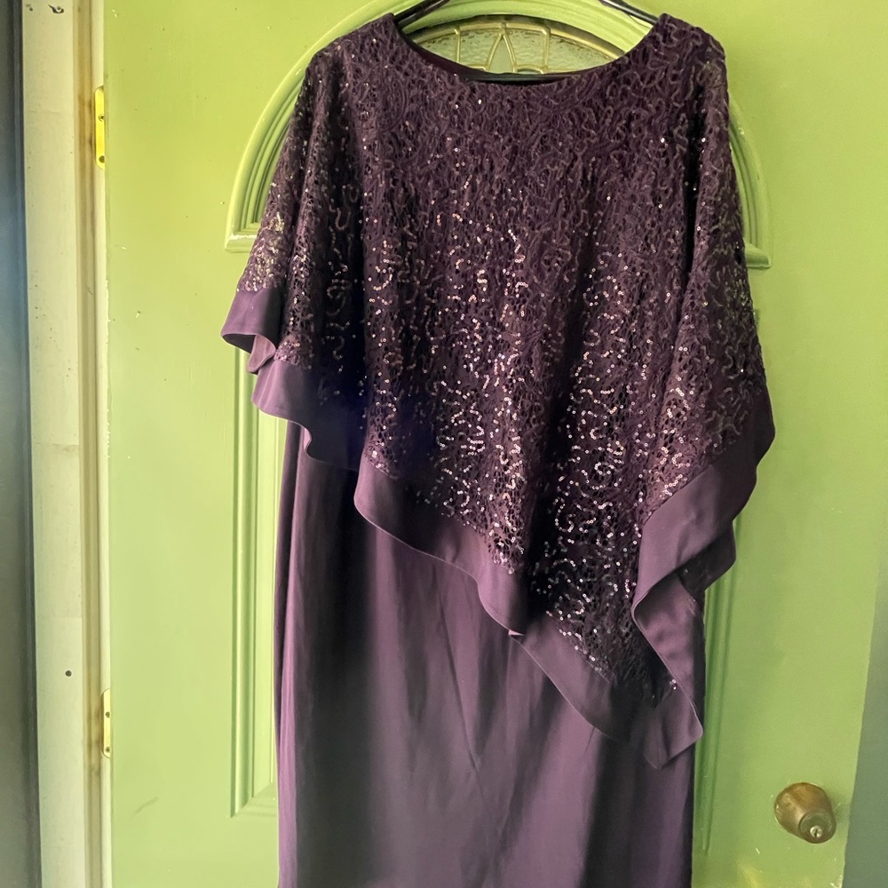 R&M Richards Deep Purple Asymmetrical Dress
